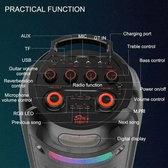 اسپیکر حرفه ای شارژی.  برقی فول امکانات آکبند|پخش‌کننده همراه|تبریز, |دیوار