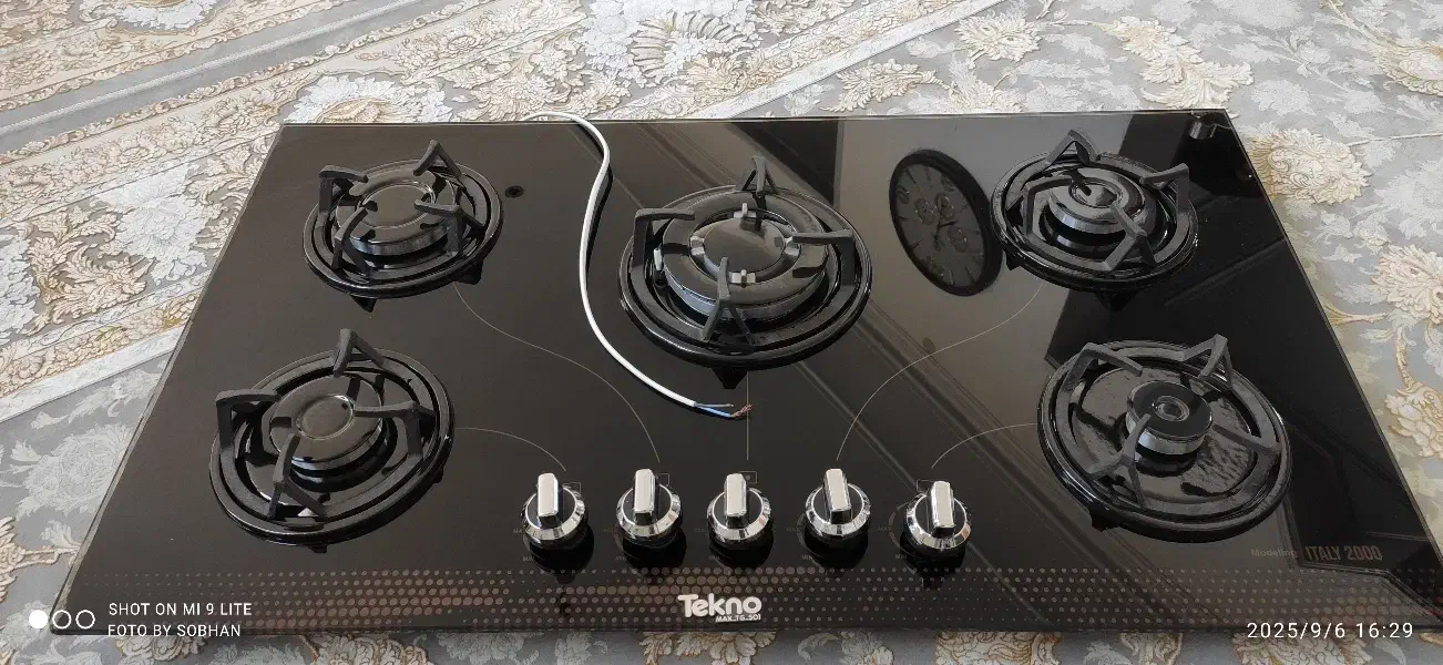 اجاق گاز صفحه ای tekno italia مجهز ترموکوپل ۵ شعله|اجاق گاز و لوازم برقی پخت‌وپز|یزد, |دیوار