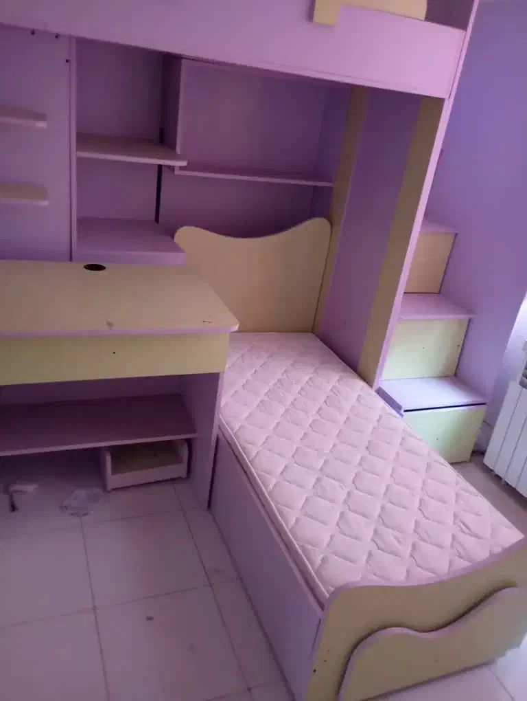 تخت خواب/دو طبقه کودک/با تشک|تخت و سرویس خواب|پرند, فاز ۲|دیوار