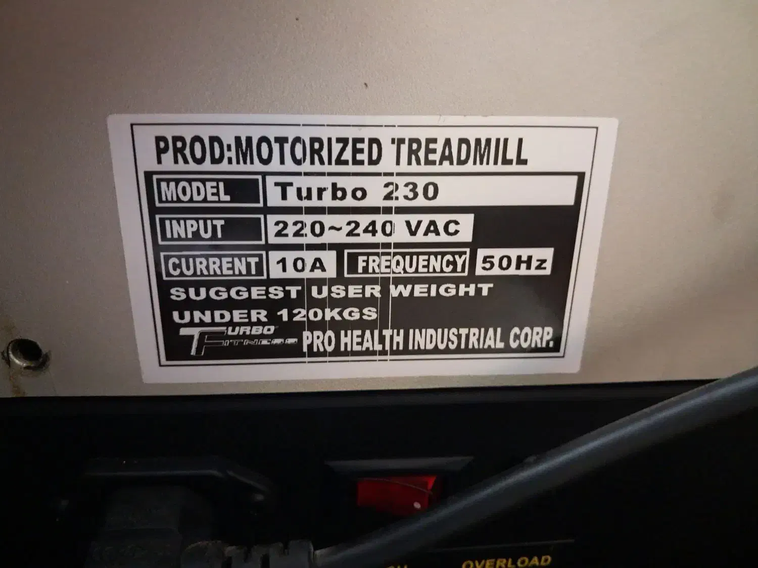 تردمیل توربوفیتنس 230 اصل تایوان|تجهیزات ورزشی|رشت, منظریه|دیوار