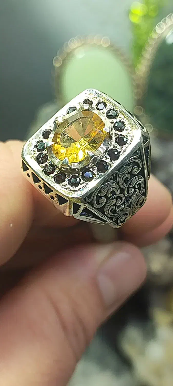 انگشتر سیترین جواهری رکاب دستساز گارنت کد ۲|جواهرات|اصفهان, شیخ اشراق|دیوار