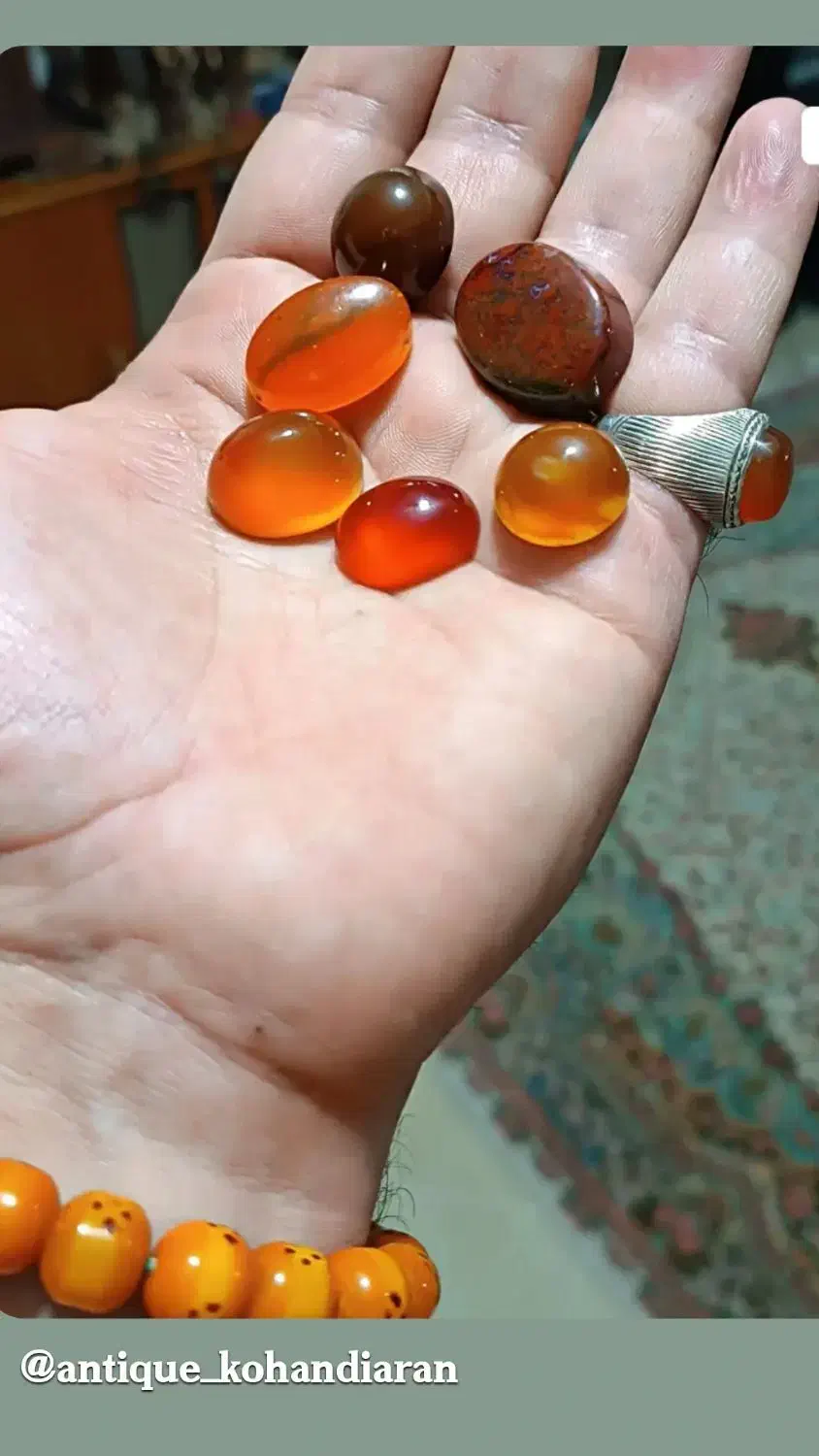 نگین انگشتر عقیق یمن جزع شجر کهربا فیروزه|جواهرات|آمل, |دیوار