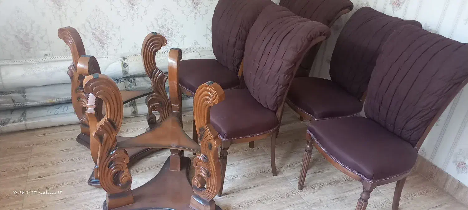 میز وصندلی نهار خوری ۶نفره چوب راش|میز و صندلی غذاخوری|سنندج, |دیوار