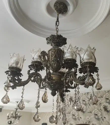 لوستر ۳ شاخه ۶ شعله|لوستر و چراغ آویز|مشهد, فرهنگیان (شهرک غرب)|دیوار