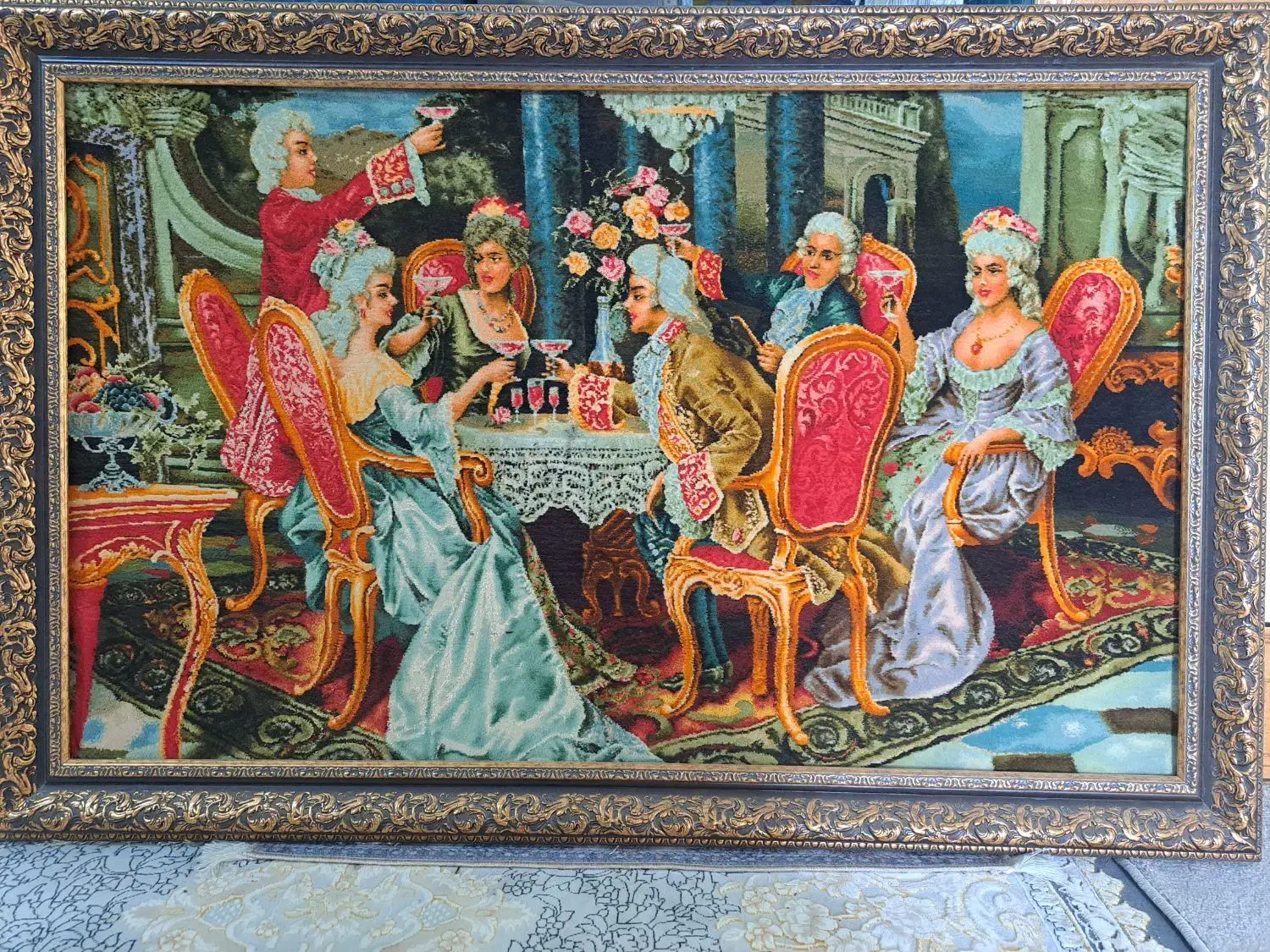 تابلو فرش دست بافت طرح کلاسیک شرابخواری|تابلو فرش|دورود, |دیوار