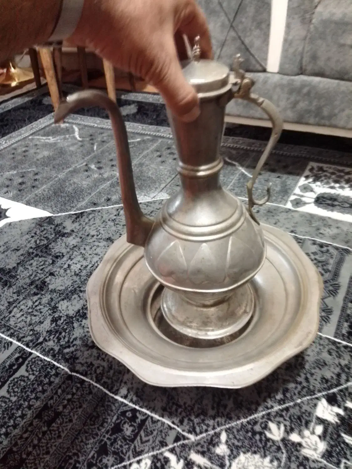 آفتابه لگن قدیمی عتیقه جنس مس|کلکسیون اشیاء عتیقه|گلستان (تهران), |دیوار