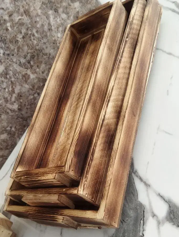 سینی چوبی ست سه تایی اردوخوری|ظروف سرو و پذیرایی|میبد, |دیوار