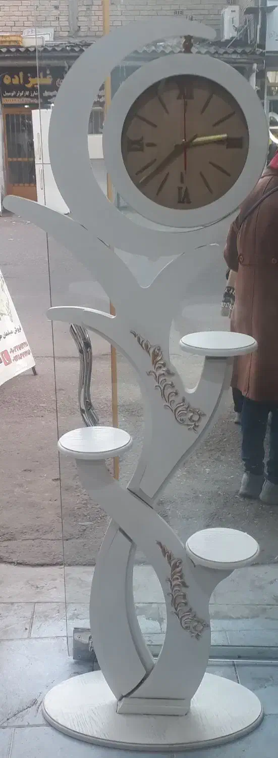 ساعت رنگ ست سفید و چوب ویترین دار|ساعت دیواری و تزئینی|رشت, استقامت ۱|دیوار