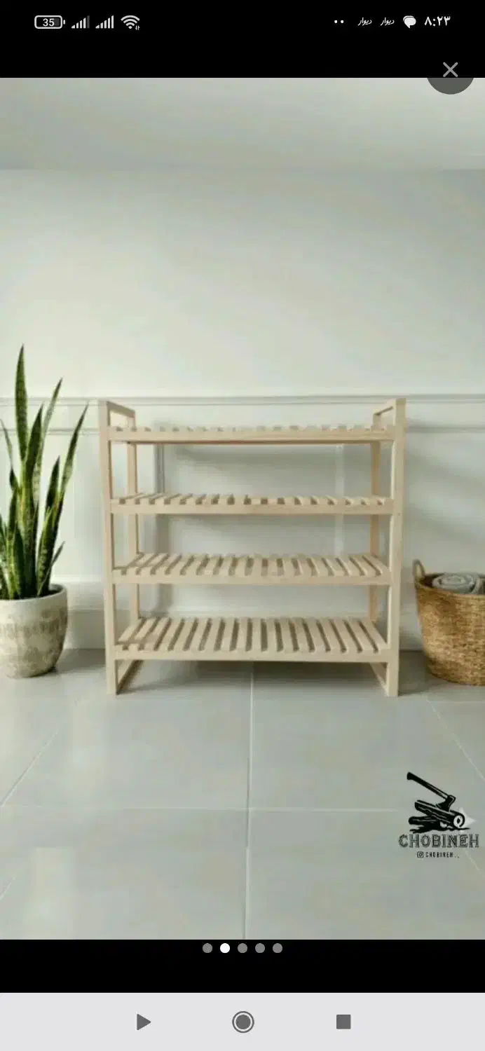 جا کفشی و قفسه کتاب چوبی|کتابخانه، شلف، قفسه‌های دیواری|جهرم, |دیوار