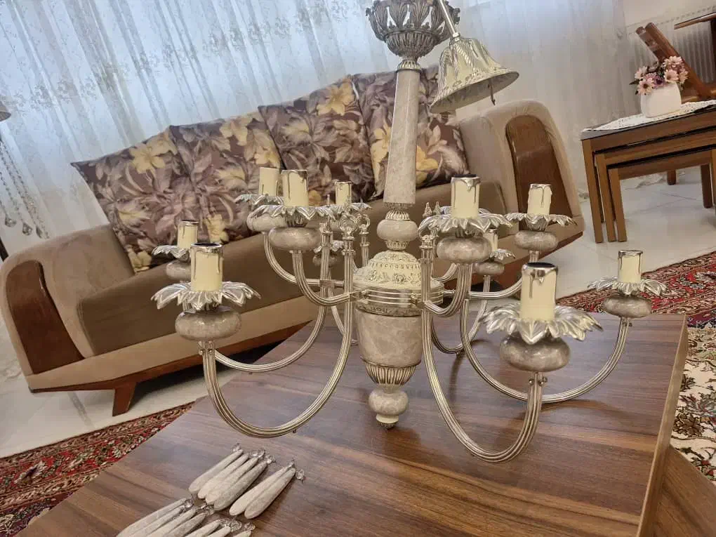 لوستر نو ۱۲ شعله برنزه|لوستر و چراغ آویز|زنجان, |دیوار