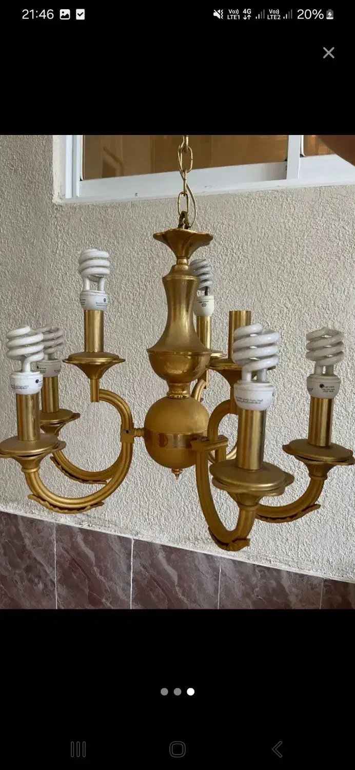 جهت فروش لوستر طلایی برنجی تماس فقط|لوستر و چراغ آویز|رشت, امین الضرب|دیوار