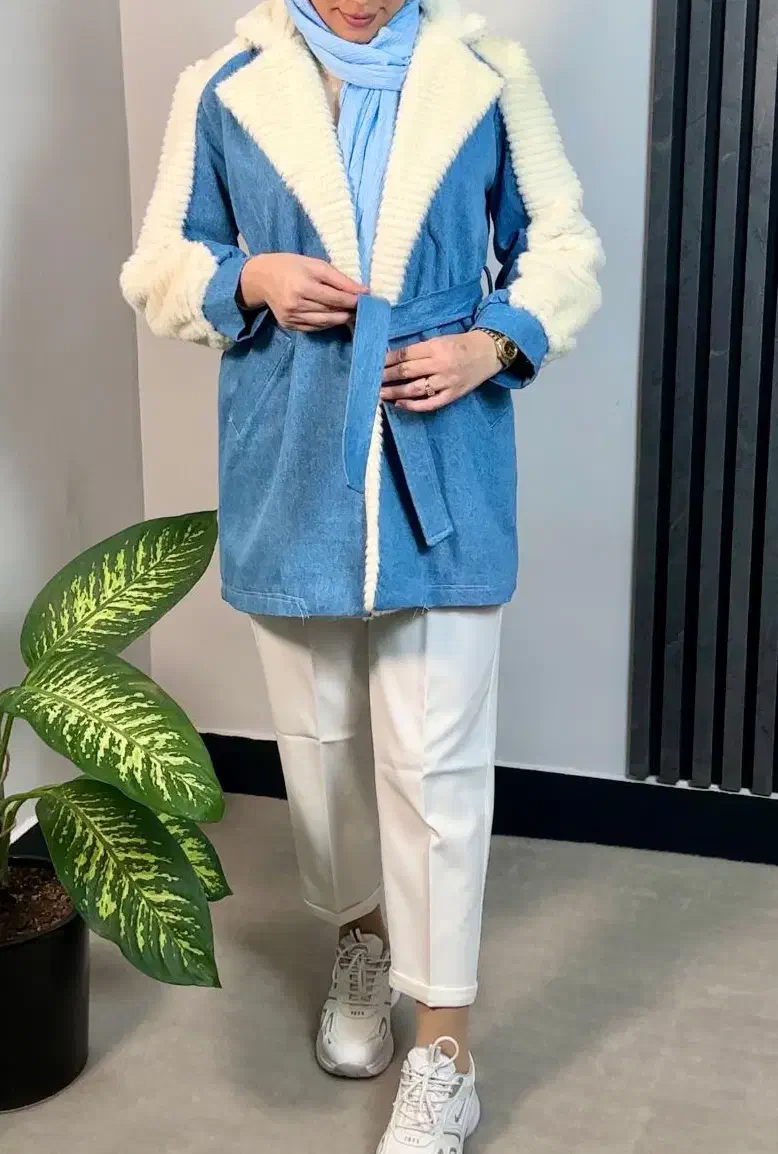 کاپشن زنانه ترکیب جین وتدی بند دار|لباس|قم, بنیاد|دیوار