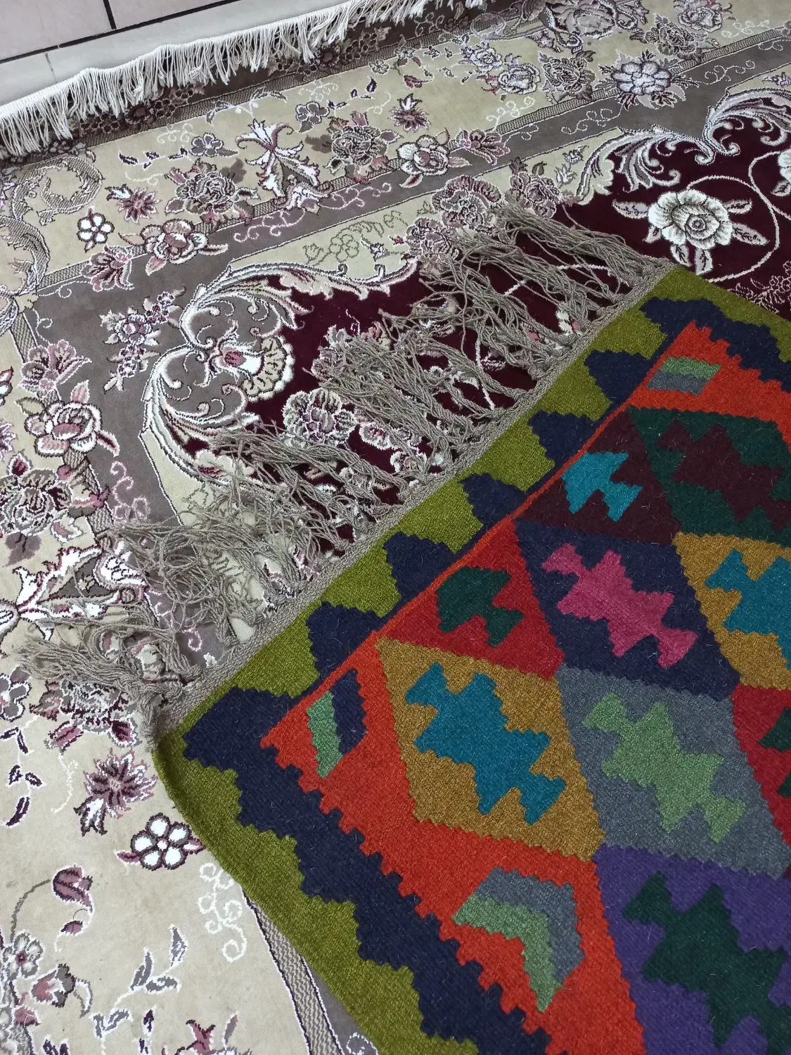 قالیچه گلیم جاجیم دست باف قدیمی سنتی نو آکبند|گلیم، جاجیم، گبه|شیراز, عفیف‌آباد|دیوار