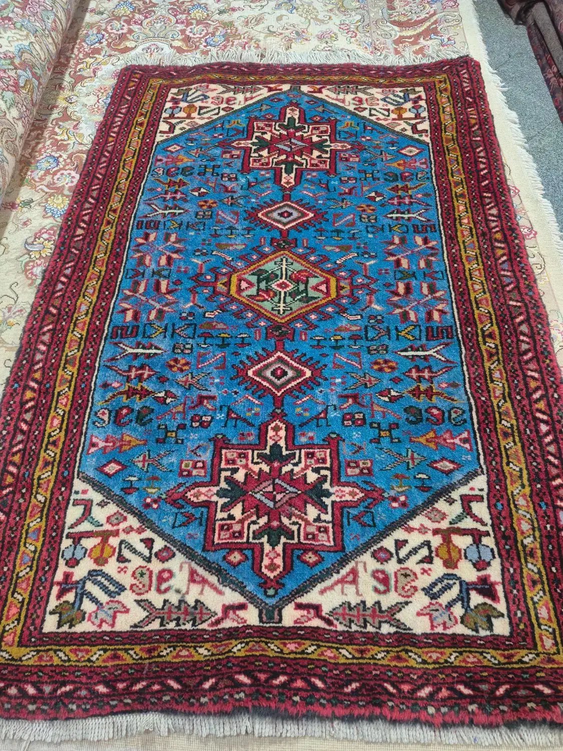 زرع ونیم قرجه فیروزه ای|فرش|تبریز, |دیوار