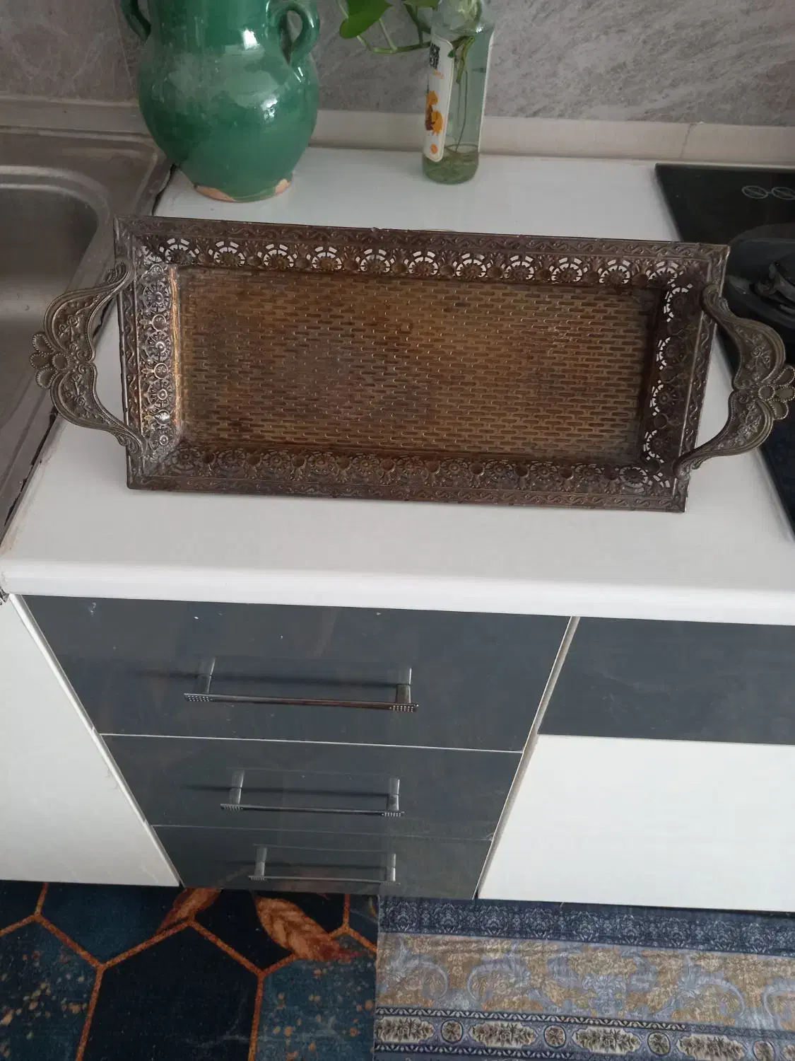 سینی عطیقه برنج|کلکسیون اشیاء عتیقه|حبیب آباد, |دیوار