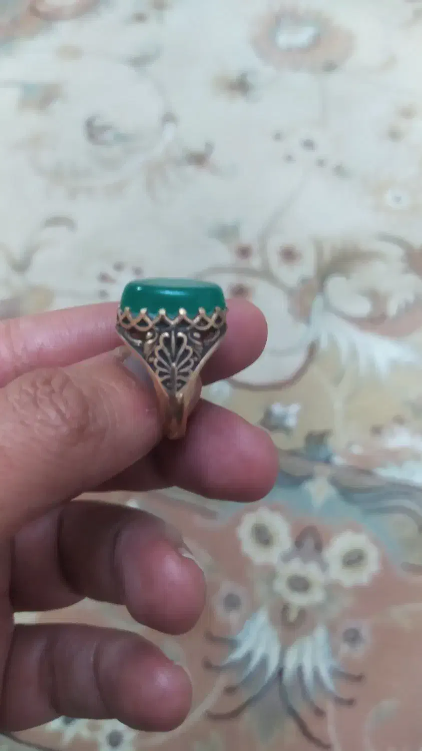 انگشتر عقیق سبز|جواهرات|خرم‌آباد, |دیوار