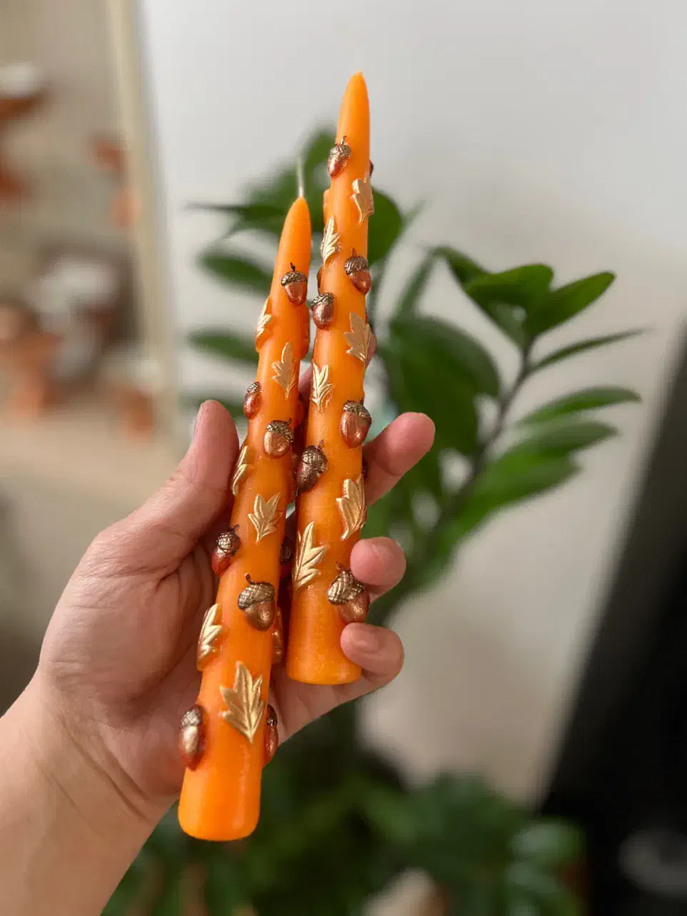 شمع پاییزی فانتزی دست‌ساز|صنایع دستی و سایر لوازم تزئینی|سراب, |دیوار