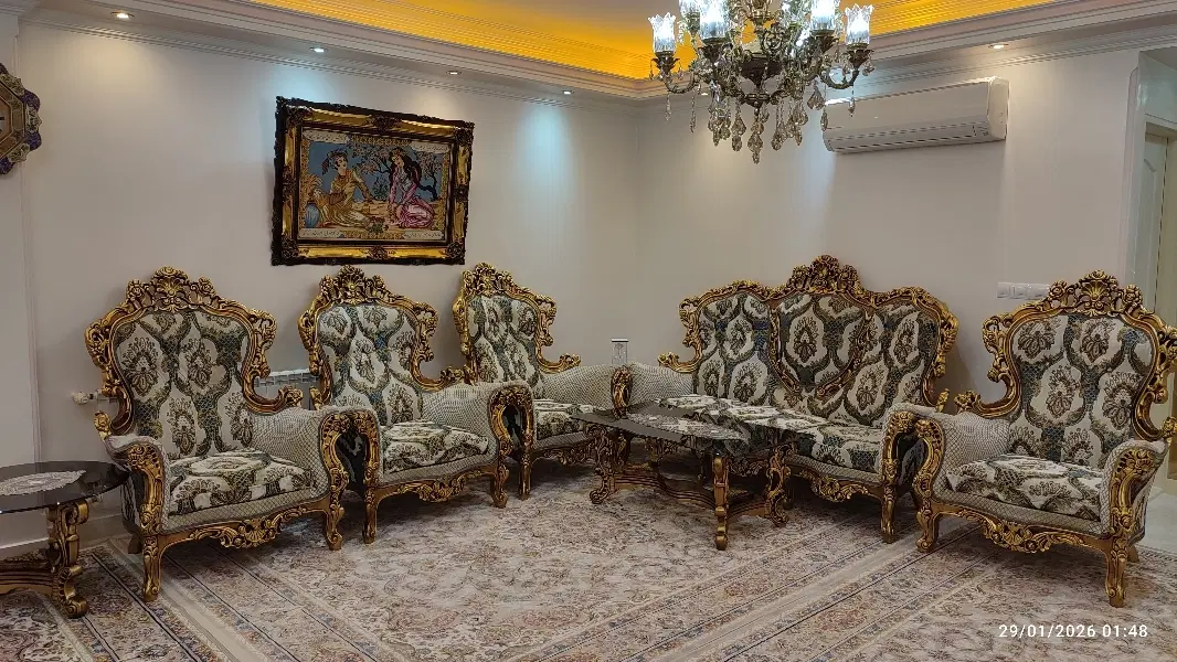 مبل ۷ نفره تمام منبت چوب راش به شرط کارشناسی|مبلمان خانگی و میز عسلی|تهران, شهرک شریعتی|دیوار
