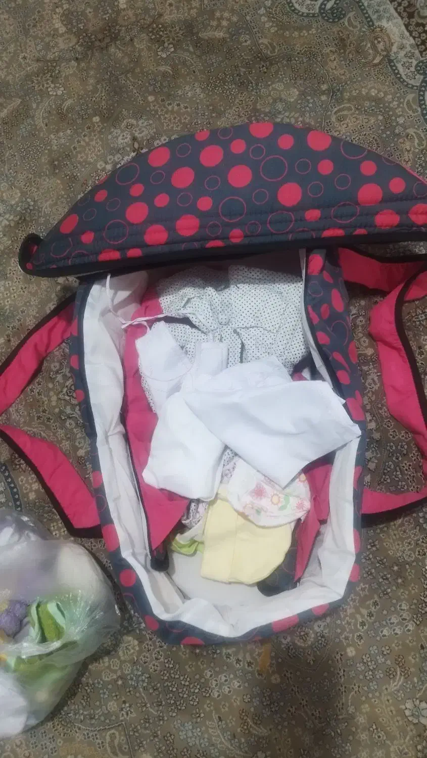 ساک خواب نوازد با لباس و گهواره ثابت|کفش و لباس بچه|شیراز, نیایش|دیوار