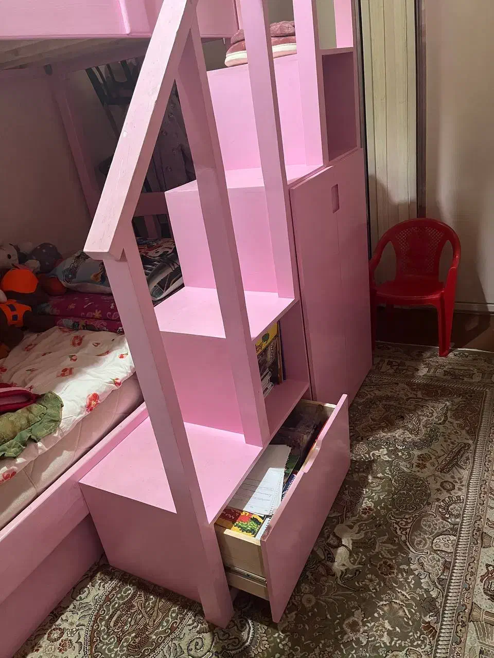 فروش تخت چوبی دو طبقه کودک با تشک رویال اصل|تخت و سرویس خواب|مراغه, |دیوار