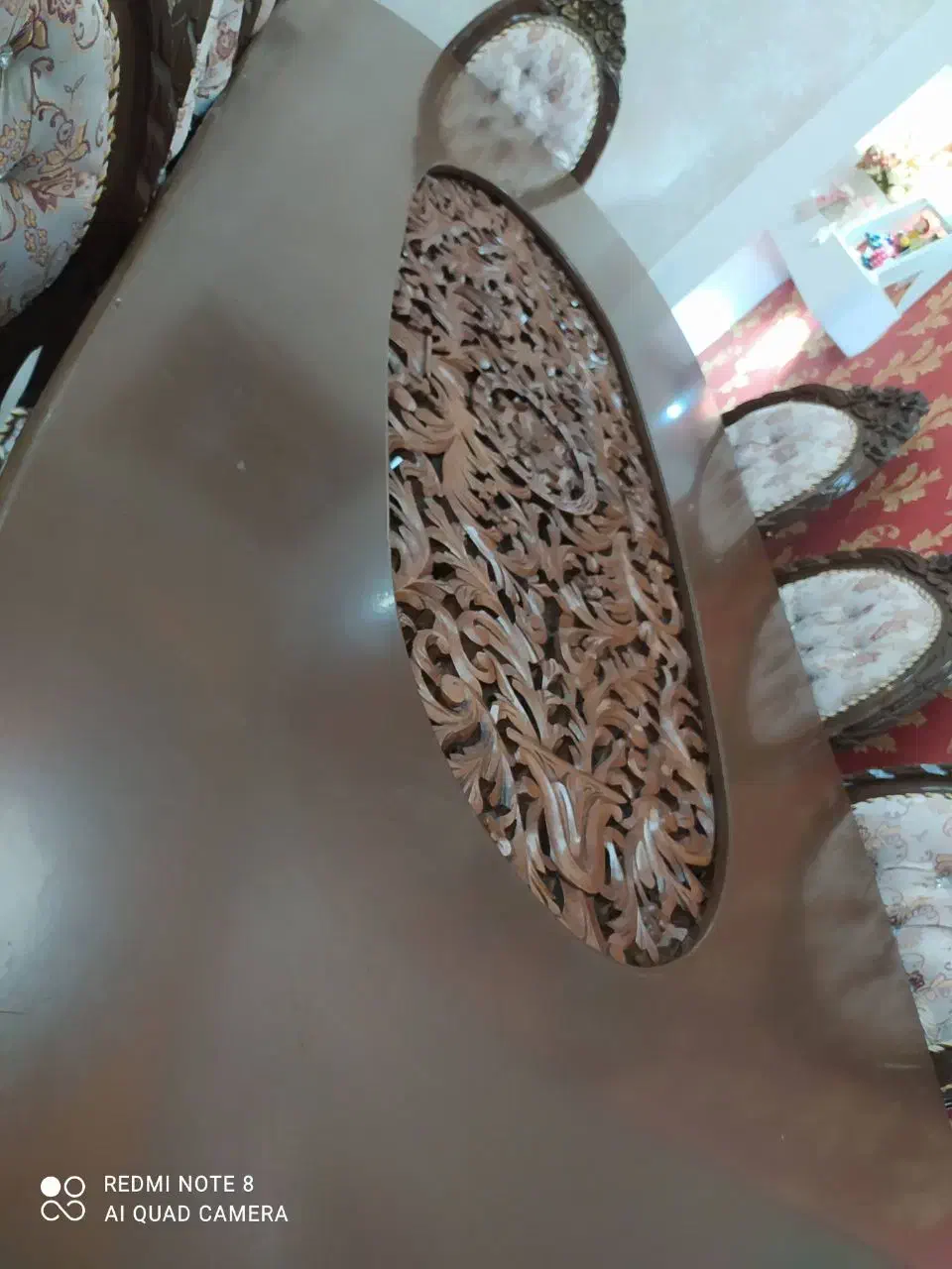 ناهارخوری هشت نفره چوب گردو تمام منبت|میز و صندلی غذاخوری|سنندج, |دیوار