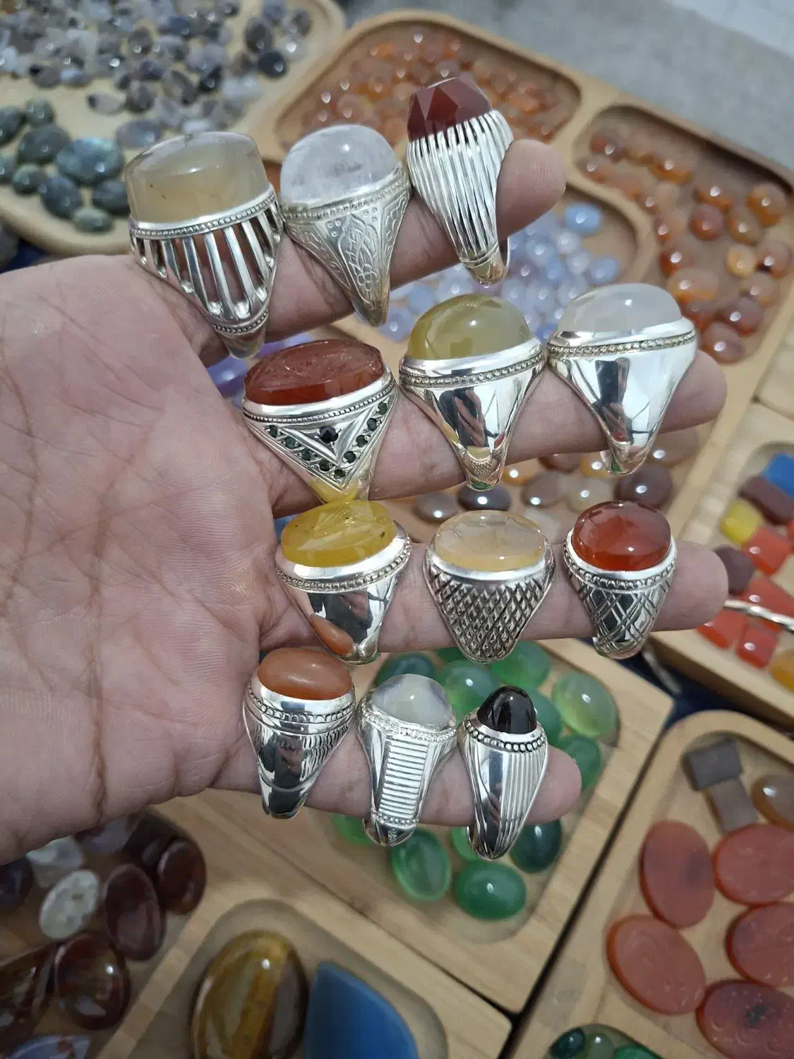 انگشترهای نقره با نگین های معدنی|جواهرات|محمودآباد, |دیوار