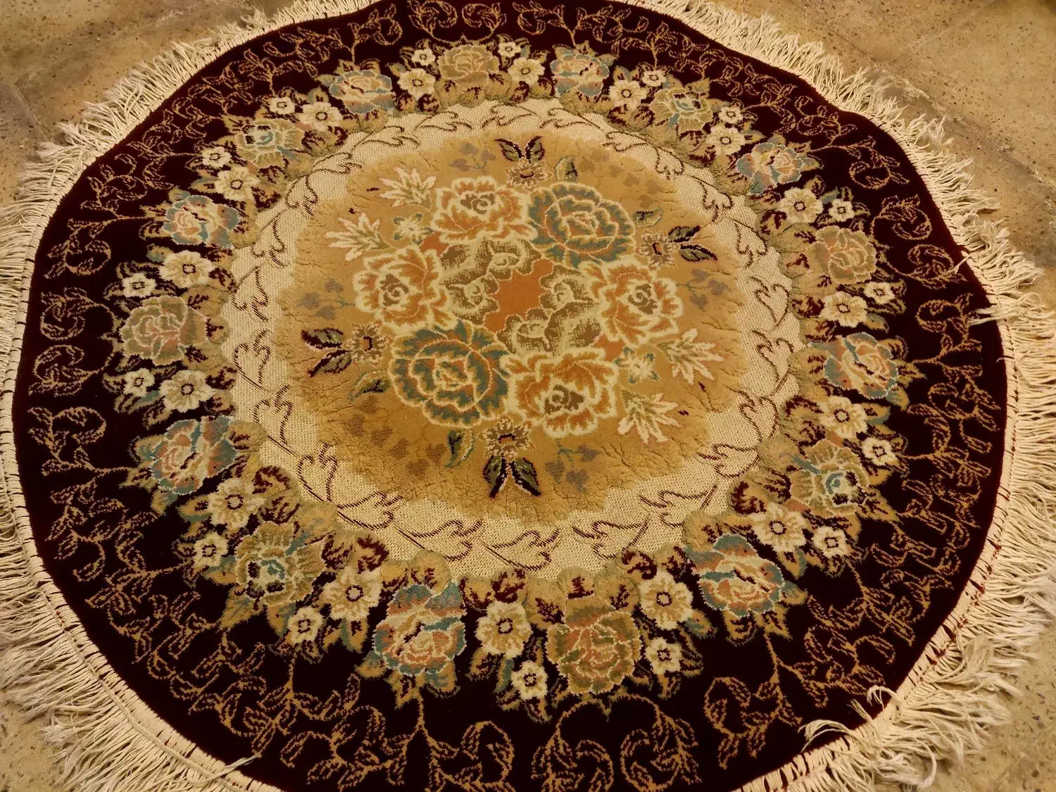 فرش گرد ۱متری زرشکی تراکم بالا آکریلیک|فرش|کرج, شهرک فهمیده|دیوار