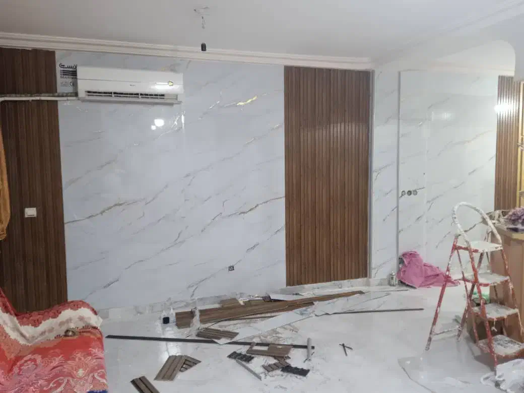 نصب  کاغذ دیواری نقاشی  ساختمان  نصب ماربل شیت|خدمات پیشه و مهارت|قشم, |دیوار