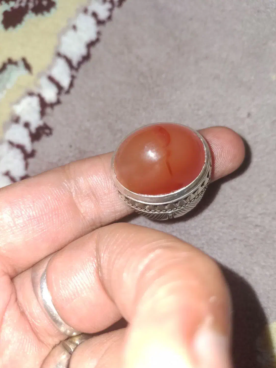 انگشتر عقیق یمنی رگه زعفرانی|جواهرات|مشگین شهر, |دیوار