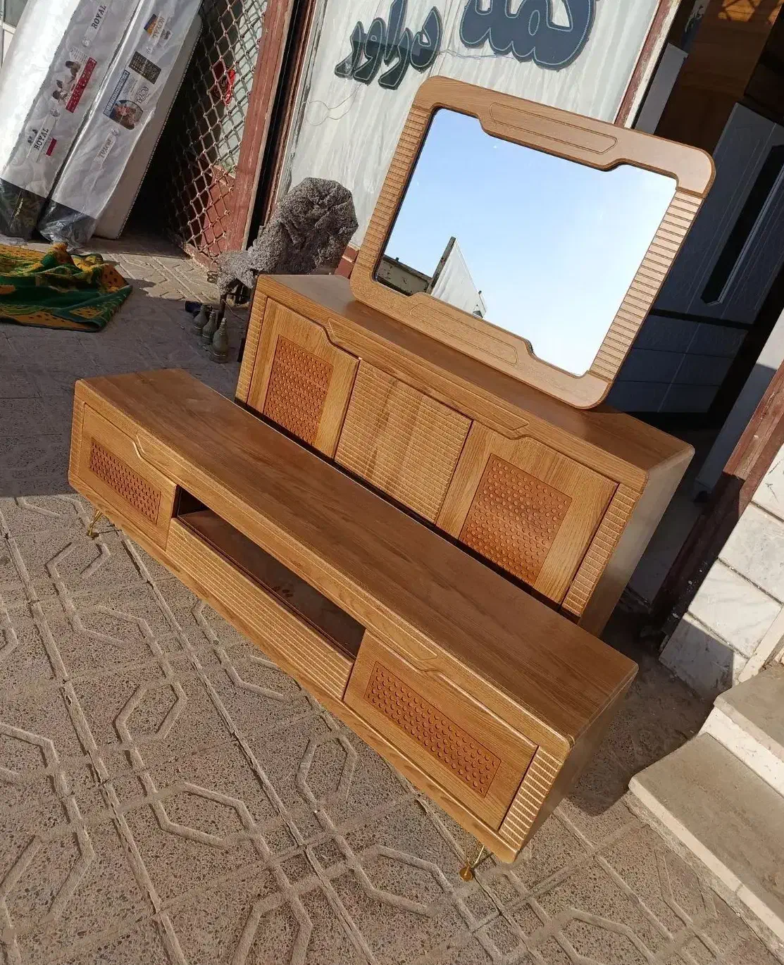 اینه کنسول میز تلویزیون بلوط مگنتی|بوفه، ویترین، کنسول|زنجان, |دیوار