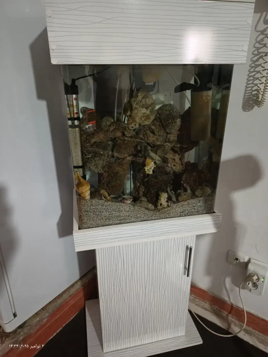 آکواریوم شیشه خم با وسایل|ماهی|صباشهر, |دیوار