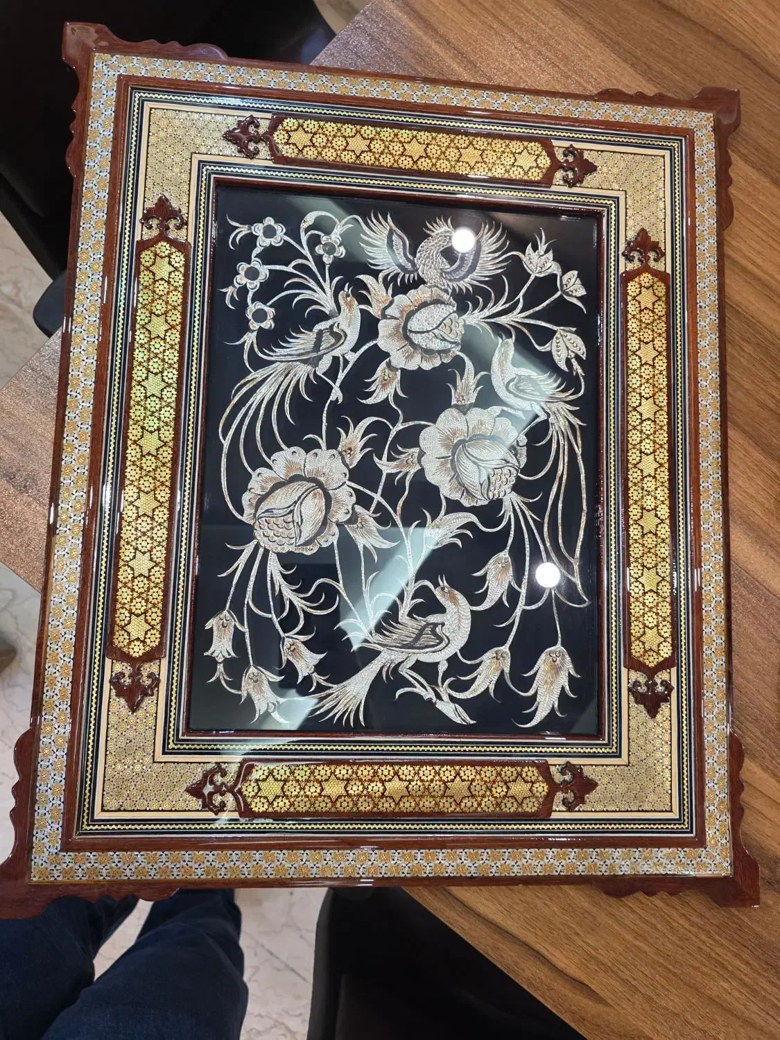 تابلو قلم زنی با قاب خاتم کاری|صنایع دستی و سایر لوازم تزئینی|تهران, امانیه|دیوار