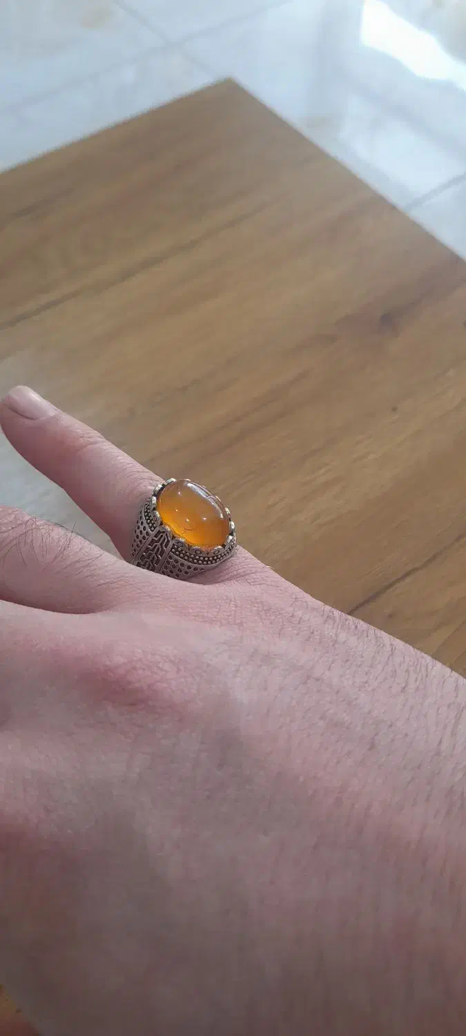 انگشتر عقیق پرتقالی رگه خونی دار|جواهرات|برازجان, |دیوار