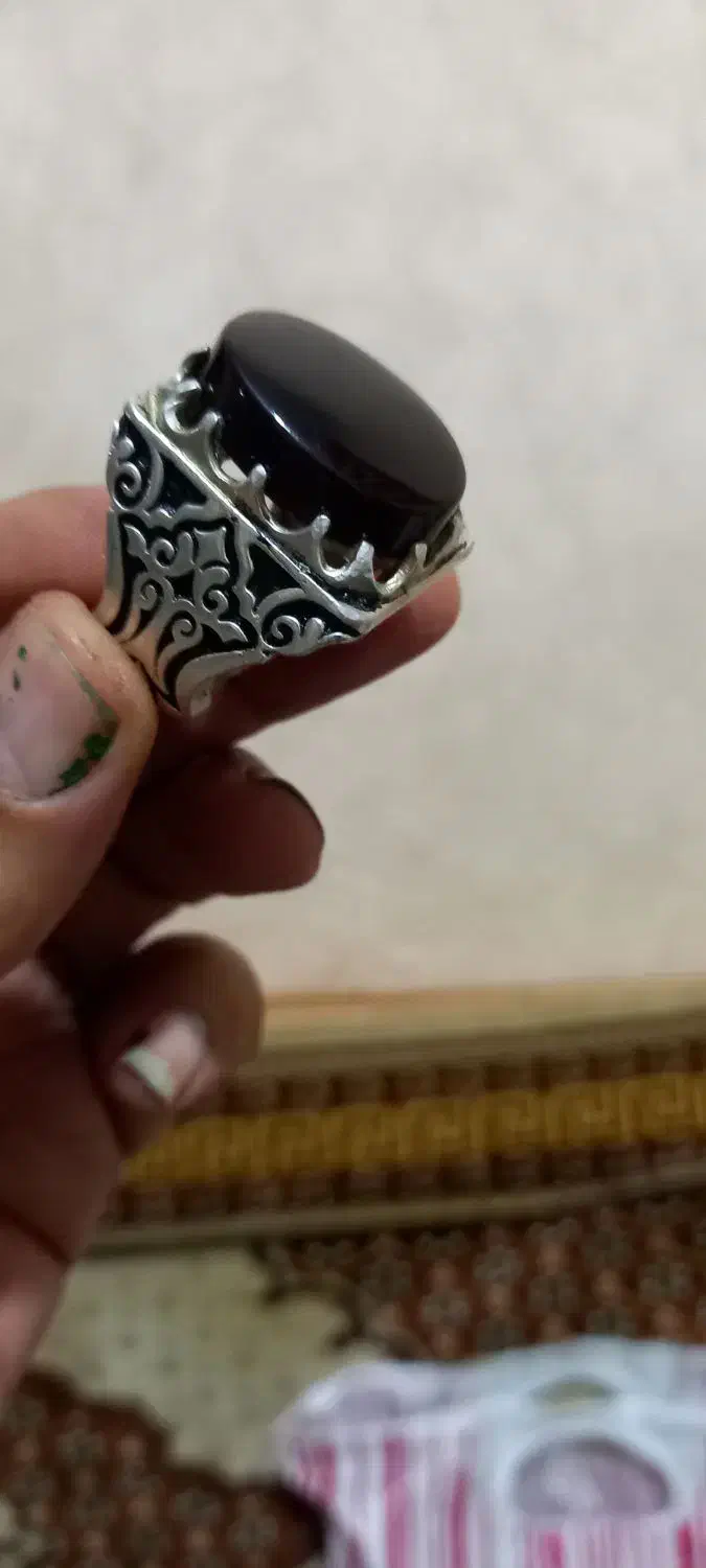 انگشتر فاخر نقره عقیق یمنی|جواهرات|آکند, |دیوار