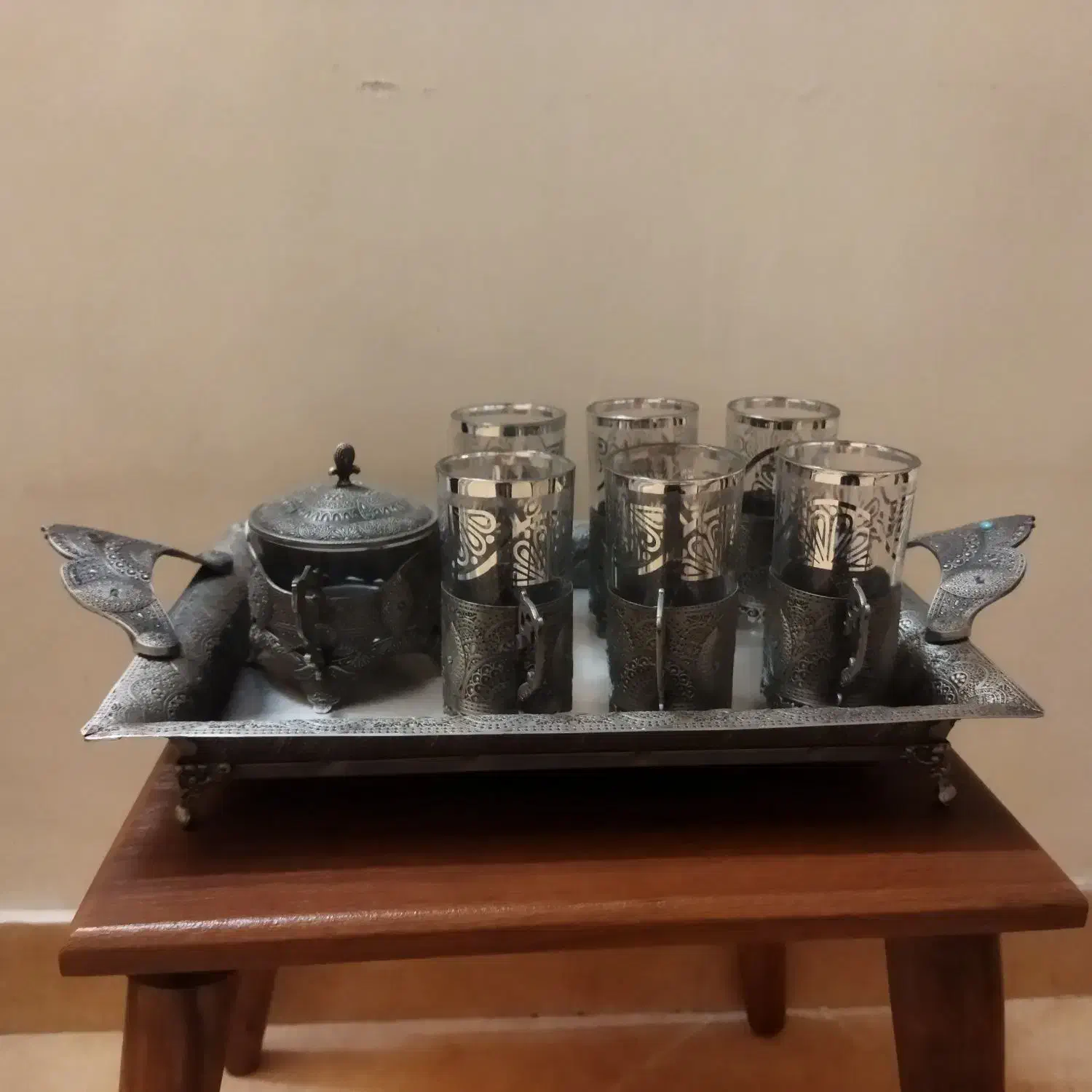 چای خوری استکان پیوتر سیلور|ظروف سرو و پذیرایی|ری, شهید غیوری (ابن باویه)|دیوار