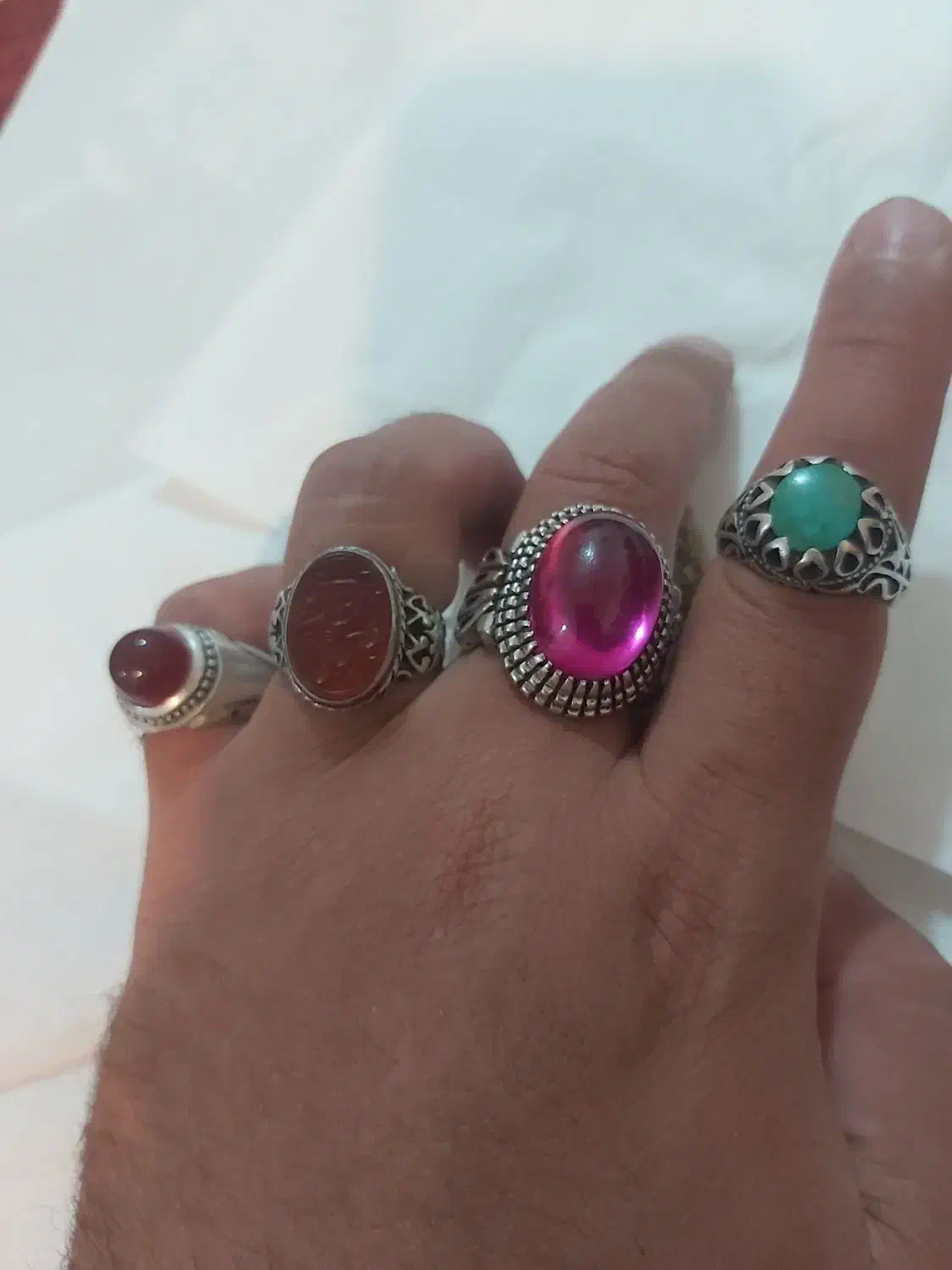 چهار عدد انگشتر خاص نقره|جواهرات|تبریز, |دیوار