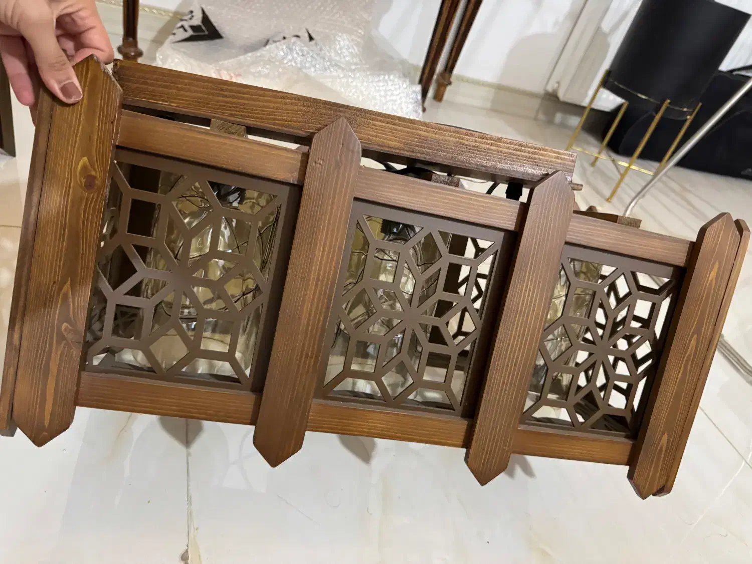 دو عدد لوستر چوبی تمیز و سالم|لوستر و چراغ آویز|گرگان, |دیوار