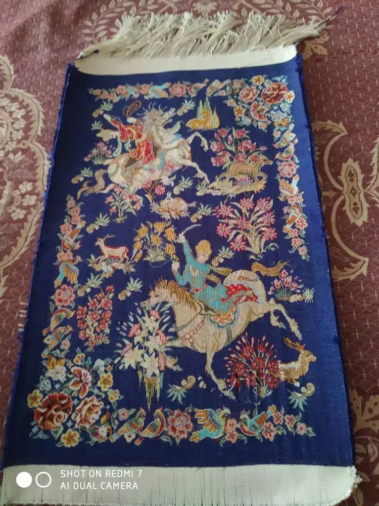 قالی تمام ابریشم شکارگاه|فرش|قم, نیروگاه|دیوار