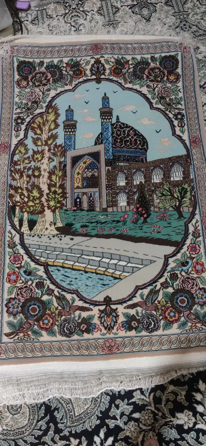 قالیچه ی دستباف ابریشمی|تابلو فرش|اصفهان, دانشگاه افسری امیرالمومنین|دیوار