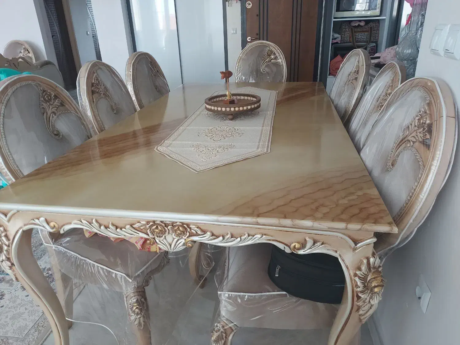 میز نهار خوری ۸ نفره چوب راش|میز و صندلی غذاخوری|رشت, رودباری|دیوار