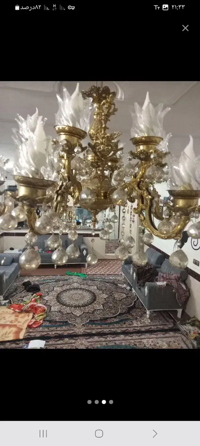 یک جفت لوستر برنجی|لوستر و چراغ آویز|ورامین, ورامین|دیوار