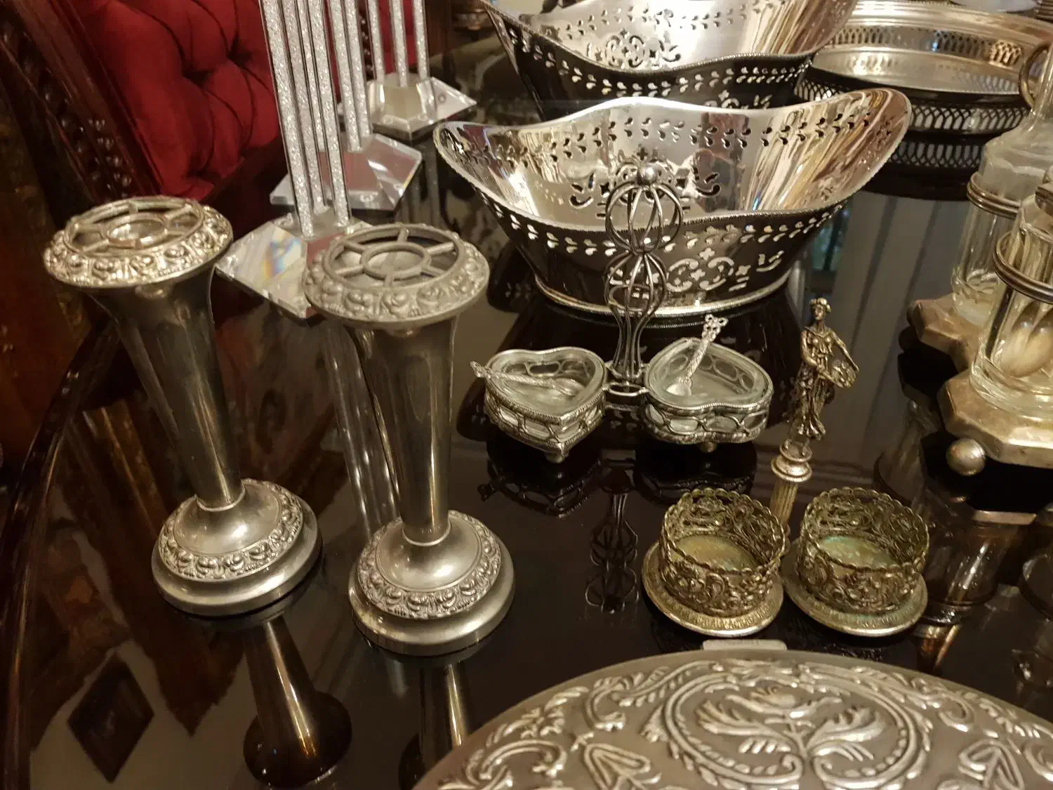 تعدادی ظروف سیلور پلیت و نوربلین انگلیسی آنتیک|ظروف سرو و پذیرایی|تهران, آسمان|دیوار