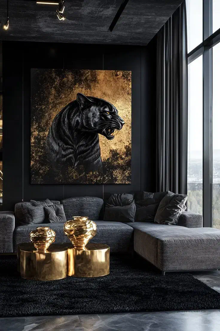 تابلو نقاشی پلنگ سیاه|تابلو، نقاشی، عکس|گرمدره, |دیوار