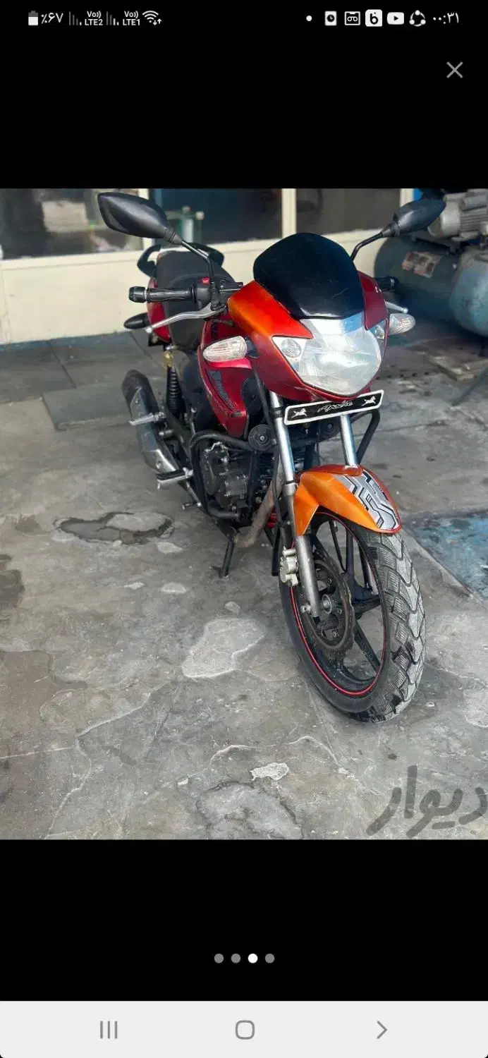 آپاچی ۱۶۰ قرمز فروشی مدل ۹۰ سالم موتور تازه تعمیر|موتورسیکلت|تهران, شکوفه (عبدل آباد)|دیوار