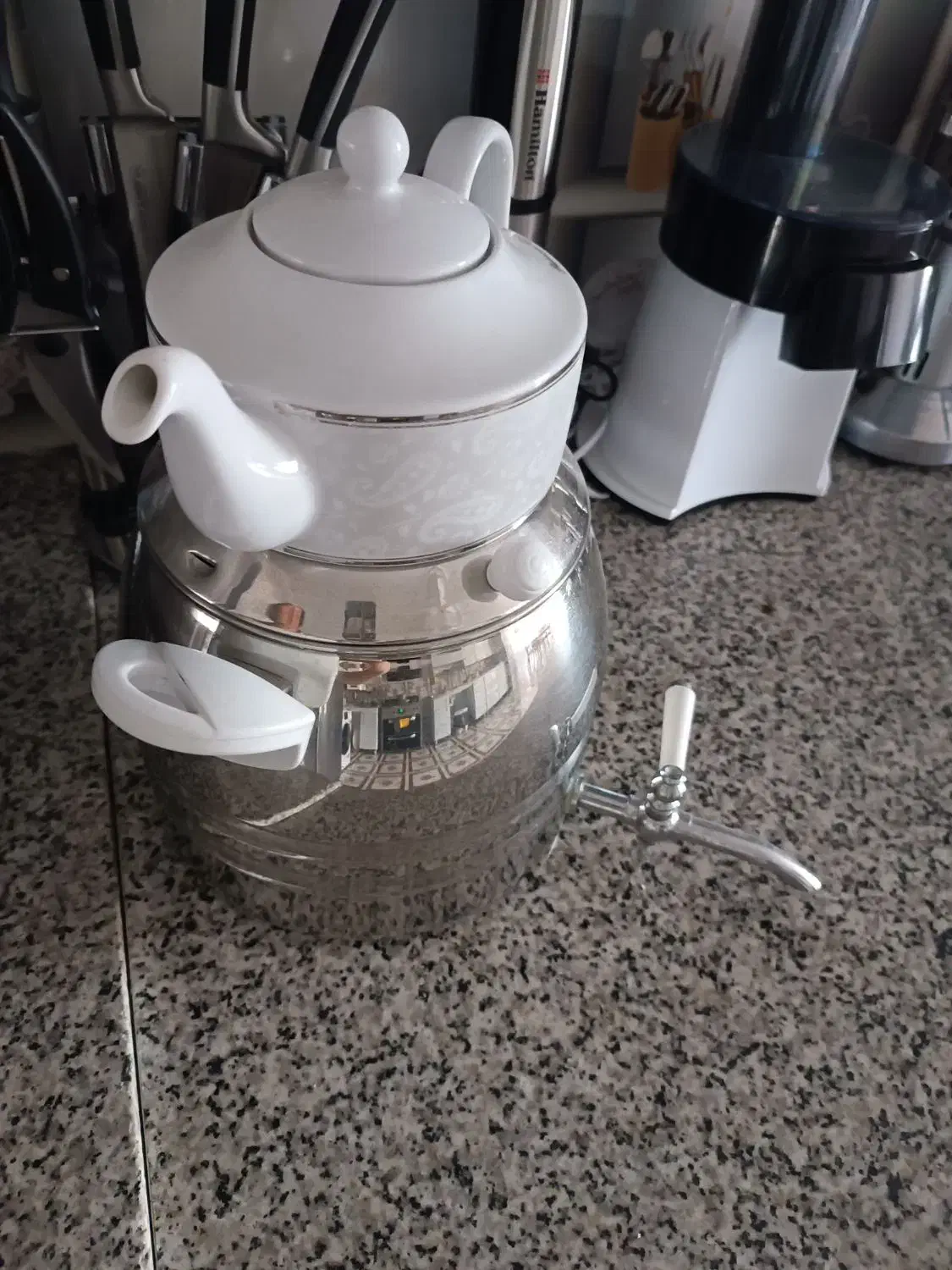 سماور و قوری|قوری، کتری، قهوه‌ساز دستی|بیضا, |دیوار