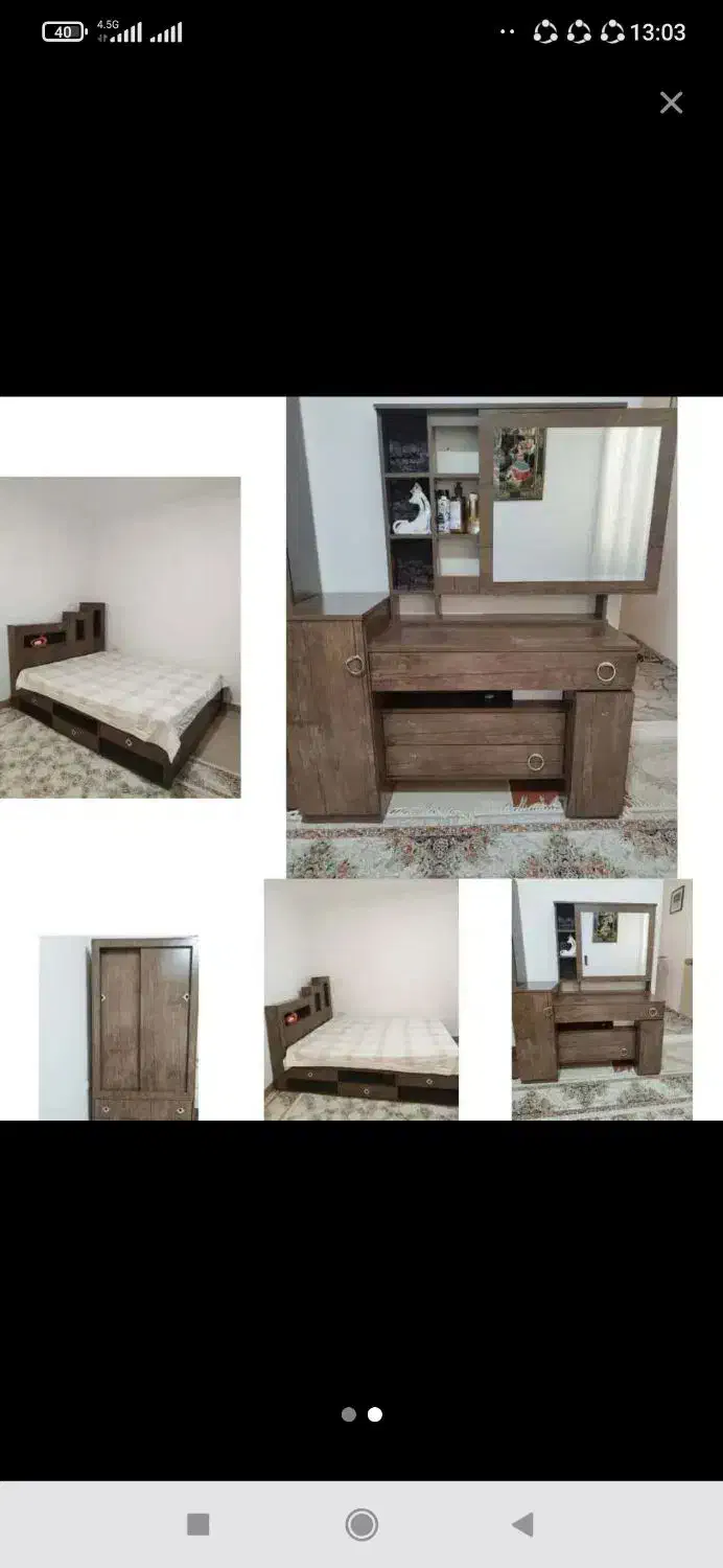 سرویس تخت کمد و تخت وتشک میز ارایشی|تخت و سرویس خواب|بانه, |دیوار