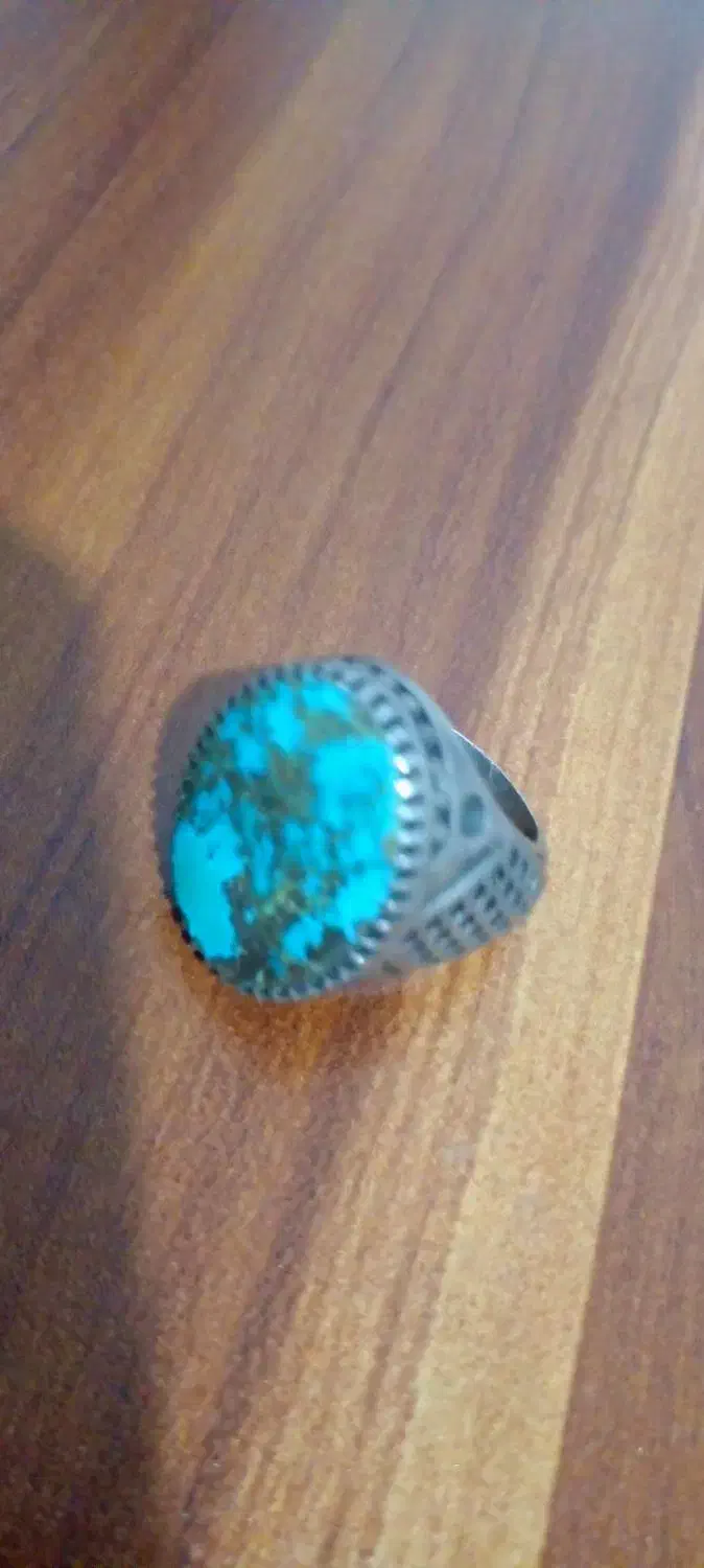 انگشتر نقره با سنگ فیروزه اصل|جواهرات|بهشهر, |دیوار