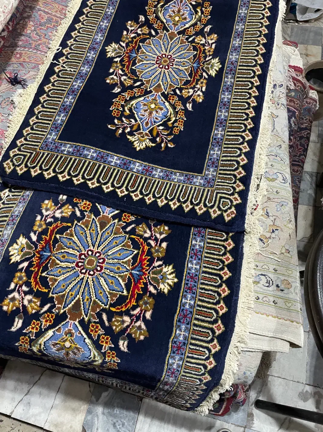 جفت پشتی دستبافت سرمه ای کاشان سالم|پشتی|تهران, آرژانتین|دیوار