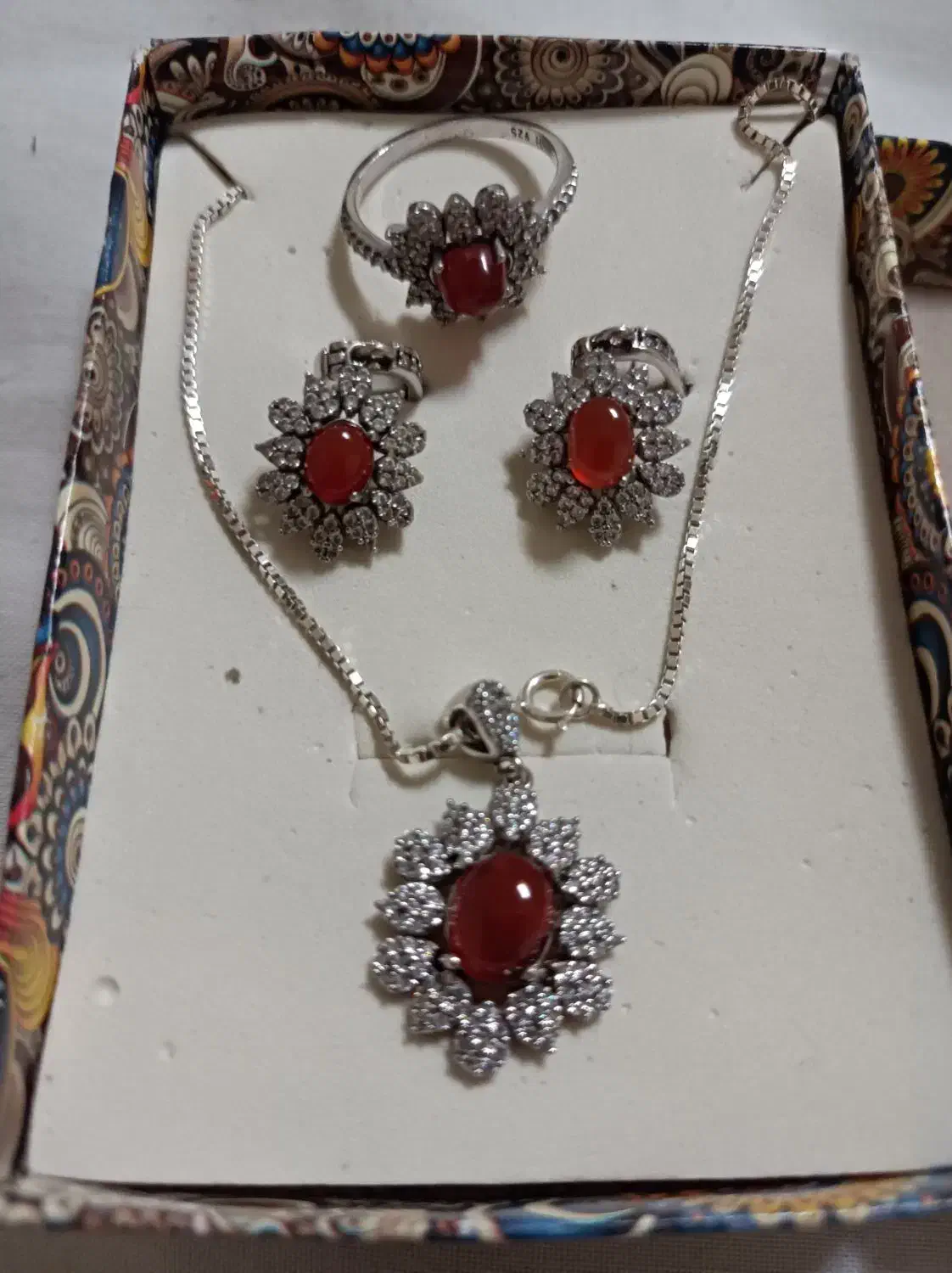 ست نقره عقیق کبدی۹۲۵ اصل نو نو و مناسب روز مادر|جواهرات|نیشابور, گنبد سبز|دیوار