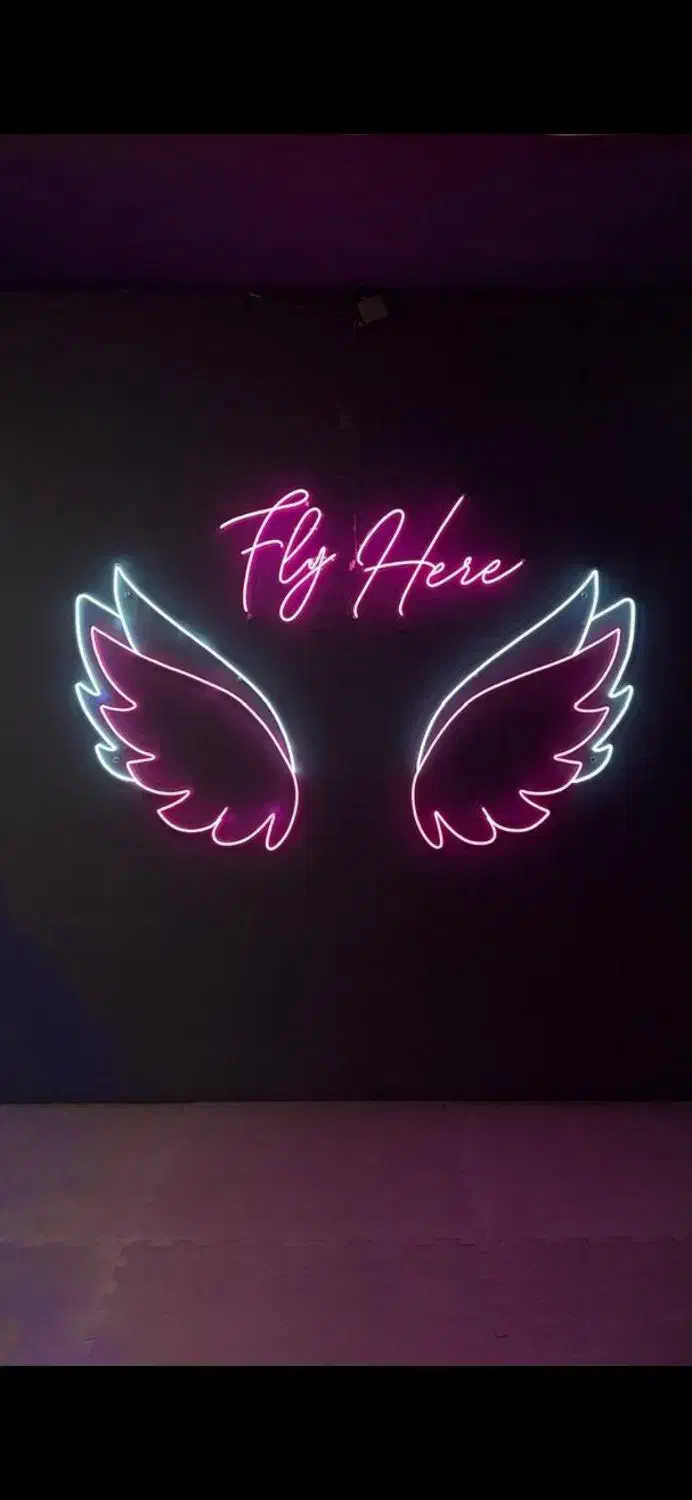 تزئینی بال فرشته نئون|ریسه و چراغ تزئینی|مشهد, سجاد شهر|دیوار